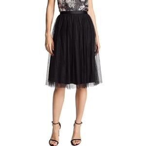 Needle & Thread Black Back Zip Below The Knee A-Line Dotted Tulle Midi Skirt 0